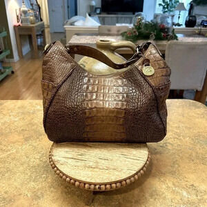 Brahmin Toasted Almond Anne Croc Handbag